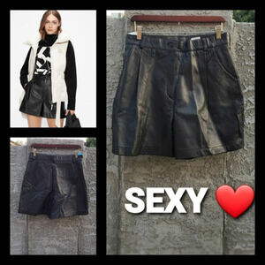 Black Leather Women Shorts
